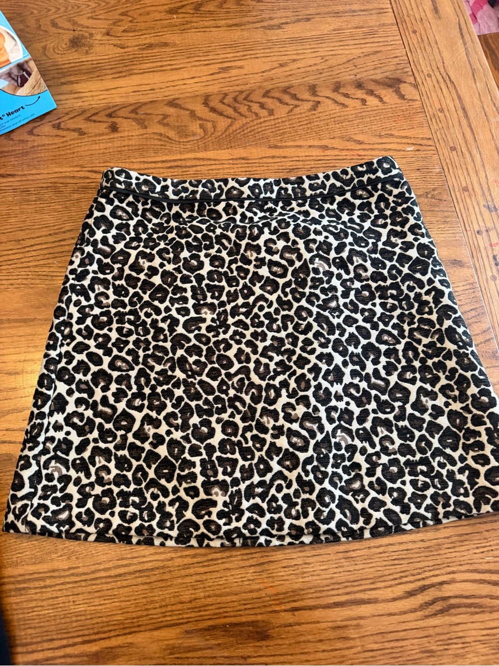 Anthropologie Leopard Print A-Line Skirt - Black and Cream
